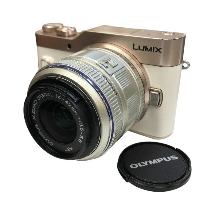 Panasonic パナソニック LUMIX デジタル一眼レフ カメラ ボディ ホワイト コンパクト 自分撮り microSD DC-GF10 中古 T1