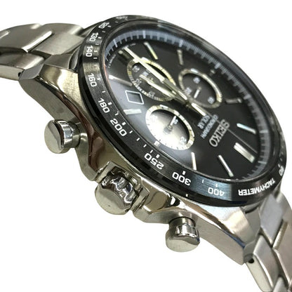 SEIKO セイコー 腕時計 メンズ ソーラー クロノグラフ アナログ SS シルバー/ブラック V175-0FA0 中古 T1