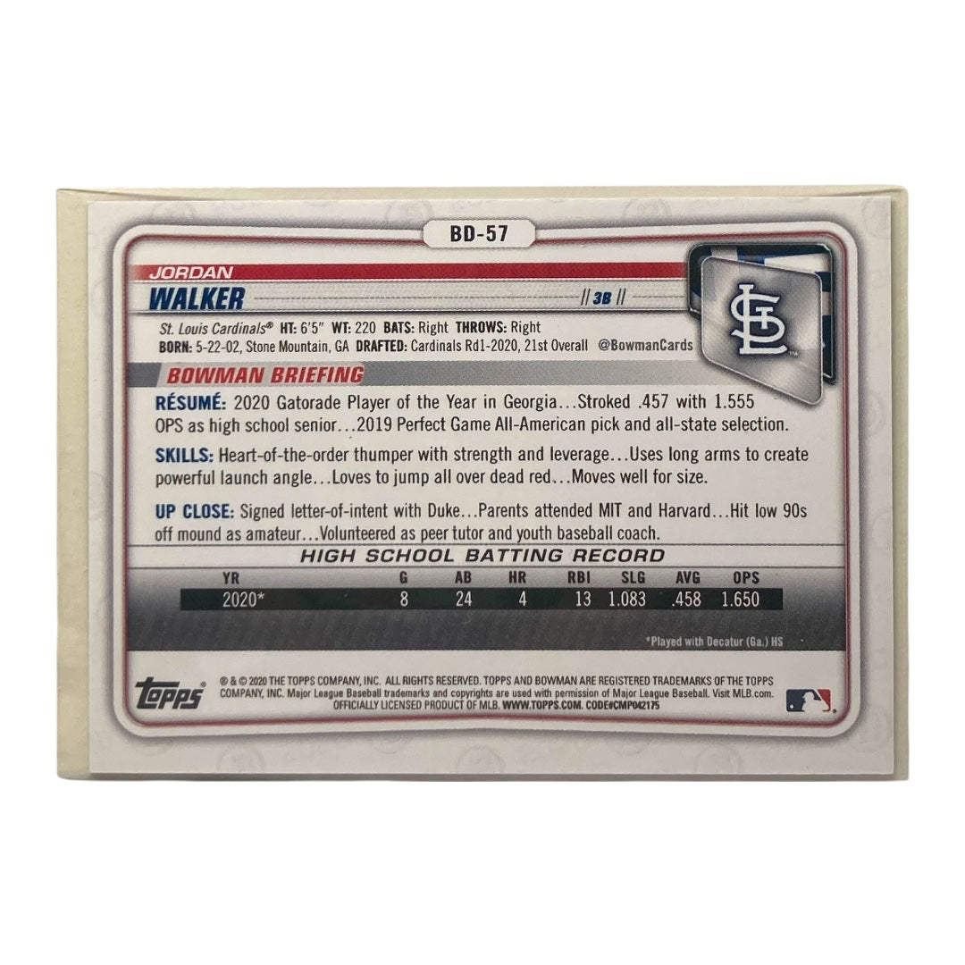 TOPPS MLBカード BOWMAN 1st JORDAN WALKER CARDINALS 105/250 #BD-57 中古 IT2
