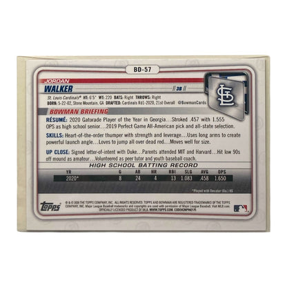 TOPPS MLBカード BOWMAN 1st JORDAN WALKER CARDINALS 105/250 #BD-57 中古 IT2