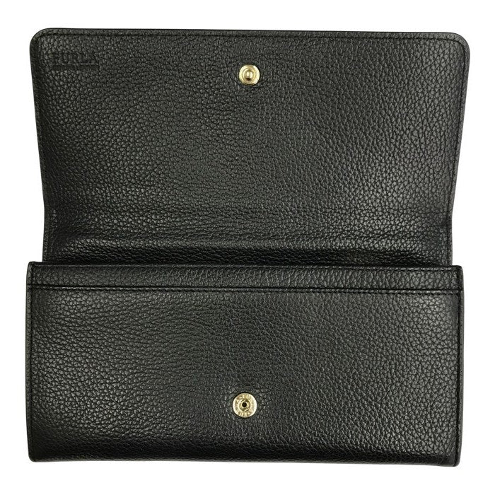 FURLA フルラ RITZY 長財布 レディース シボレザー 二つ折り フラップ ホック ネロ/ブラック PU35RZY 中古 T1