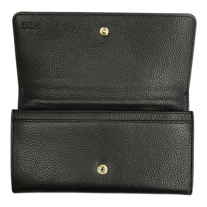 FURLA フルラ RITZY 長財布 レディース シボレザー 二つ折り フラップ ホック ネロ/ブラック PU35RZY 中古 T1