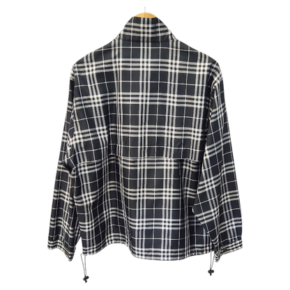 BURBERRY GOLF バーバリーゴルフ ブルゾン レディース 春秋 チェック柄 フルジップ ドローコード メッシュ ブラック/ホワイト Lサイズ BFP79-020-08 中古 T1