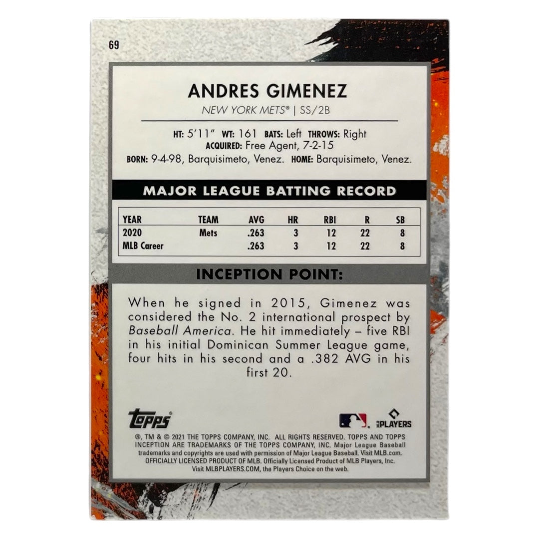 TOPPS MLBカード INCEPTION ANDRES GIMENEZ NEW YORK METS /150 #69 中古 IT2