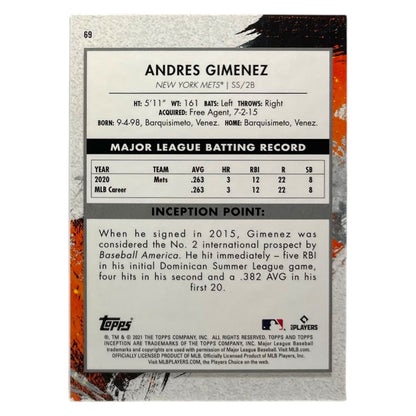 TOPPS MLBカード INCEPTION ANDRES GIMENEZ NEW YORK METS /150 #69 中古 IT2