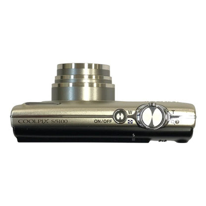 Nikon ニコン COOLPIX デジタルカメラ ウォームシルバー 光学5倍ズーム コンパクト SDカード S5100 中古 T1