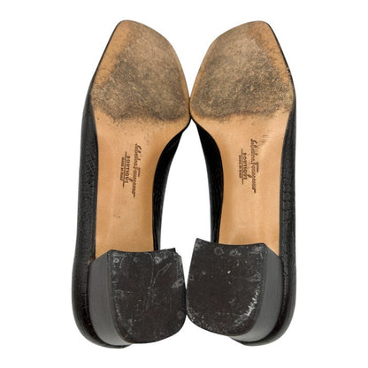 ジャンク品 Salvatore Ferragamo サルヴァトーレ フェラガモ クロコ調 スエード パンプス 87960A48 6(約23.5cm) 靴 シューズ レザー レディース 中古 W４