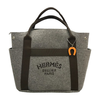 HERMES エルメス サックドパンサージュ トートバッグ ユニセックス フェルト ソーエルメス 限定 2way グレー/ブラウン 中古 T1