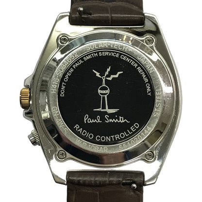 Paul Smith ポールスミス 腕時計 メンズ アナログ ソーラー 電波 デイト レザーベルト SS シルバー/ブラック H416-S084652 中古 T1
