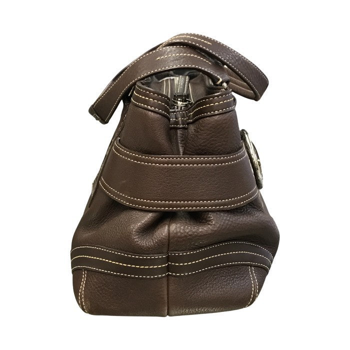 COACH コーチ ハンドバッグ レディース レザー セミショルダー ベルトデザイン ブラウン 02764 中古 T1