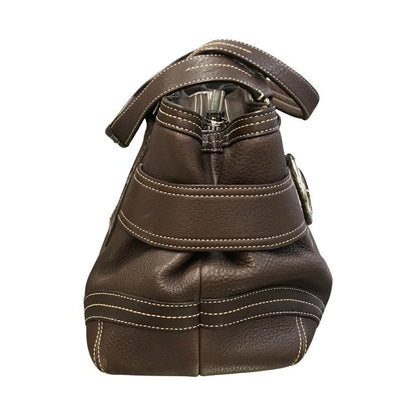 COACH コーチ ハンドバッグ レディース レザー セミショルダー ベルトデザイン ブラウン 02764 中古 T1