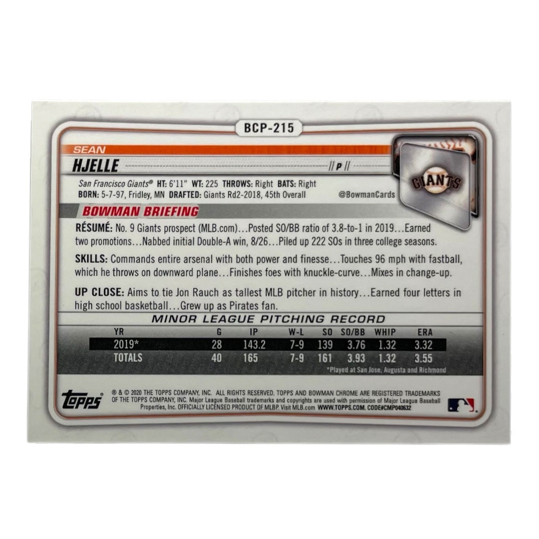 TOPPS MLBカード BOWMAN CHROME SEAN HJELLE SAN FRANCISCO GIANTS /99 #BCP-215 中古 IT2