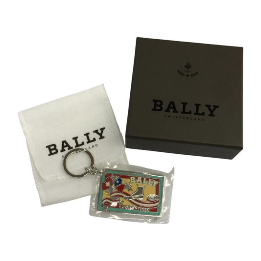 BALLY バリー キーホルダー キーリング プレート シューズ柄 スイス シルバーカラー 中古 T1