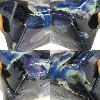 LOUIS VUITTON ルイヴィトン ヴェルニ ポーチ レディース イカットフラワー コスメティック 化粧ポーチ ブルー M90044 中古 T1