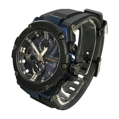 CASIO G-SHOCK カシオ 腕時計 メンズ タフソーラー G-STEEL メタルパーツ クロノグラフ モバイルリンク マットカラー グレー/ブルー GST-B100XB-2AJF 中古 T1