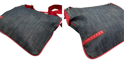 PRADA SPORT プラダ スポーツ ショルダー バッグ 4VA433 鞄 ブランド レディース デニム レッド サコッシュ 中古 W４