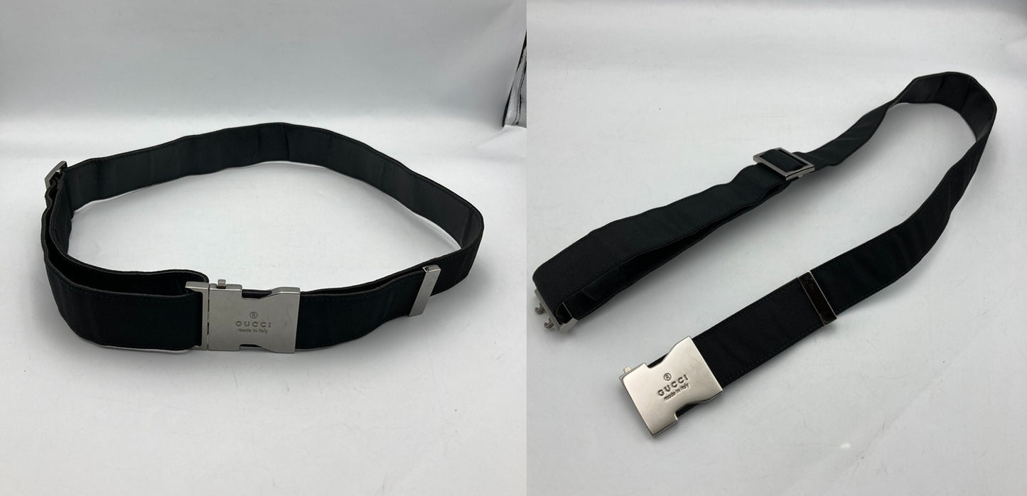 GUCCI グッチ ナイロン レザー ベルト 中古 D4