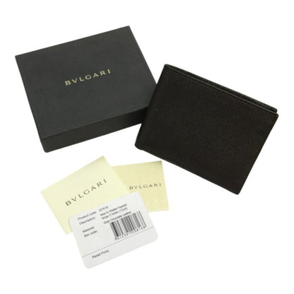 BVLGARI ブルガリ Hipster Large 2 Folds 財布 メンズ 二つ折り レザー 薄型 札入れ シンプル ブラウン 中古 T1