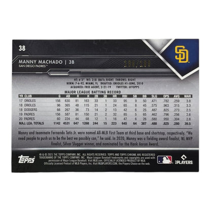 TOPPS MLBカード CHROME MANNY MACHADO SAN DIEGO PADRES /199 #38 中古 IT2
