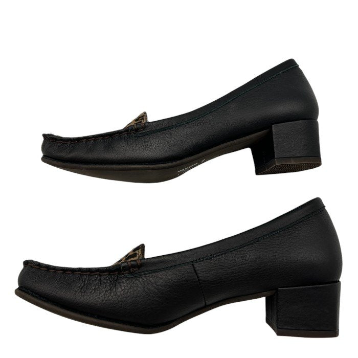 ing イング ヒョウ柄 パンプス 23cm EE スクエアトゥ ハラコ レディース ブラック チャンキーヒール 中古 W４