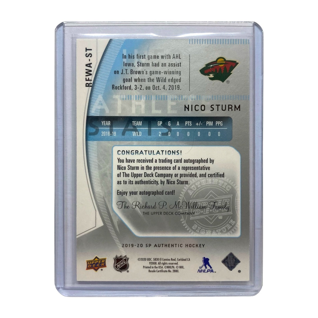 UPPER DECK NHLカード SP AUTHENTIC NICO STURM MINNESOTA WILD 325/399 #RFWA-ST 中古 IT2