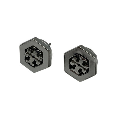 TORY BURCH トリーバーチ ヘキサゴン ロゴ スタッドピアス 中古 D4