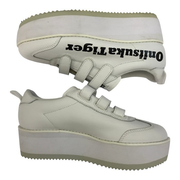 Onitsuka Tiger オニツカタイガー DELEGATION CHUNK W スニーカー レディース レザー 厚底 ロゴ ベルクロ ホワイト 23.5cm 1182A207 中古 T1