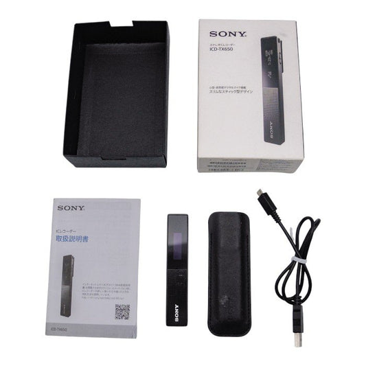 ソニー SONY ステレオICレコーダー ICD-TX650 : 16GB 高性能デジタルマイク内蔵 ブラック ICD-TX650 B 家電 コンパクト 小さめ スリム スティック型 録音 充電式 中古 W1