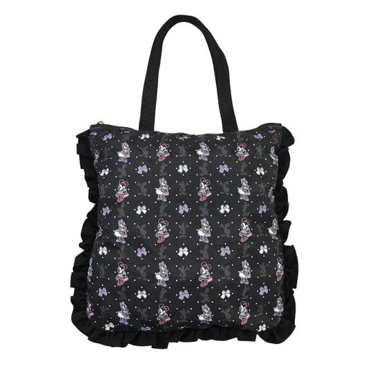 LESPORTSAC レスポートサック ディズニー トートバッグ レディース コラボ ミニ―マウス デイジー リボン フリル ブラック 中古 T1