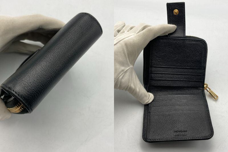 Yves Saint Laurent イヴサンローラン ラウンドファスナー コンパクト財布 中古 D4
