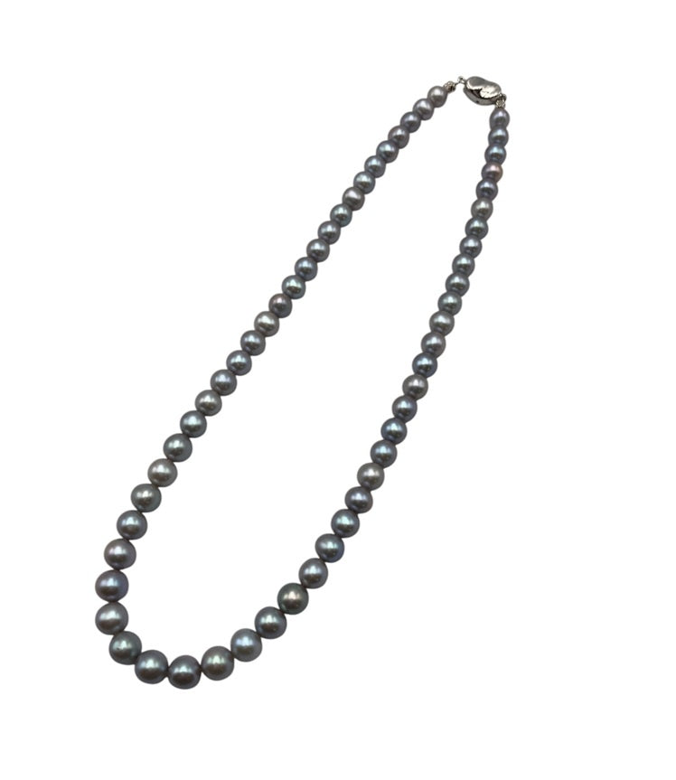 シルバー 4.5ー7.0mm グレーパール ネックレス 中古 D4