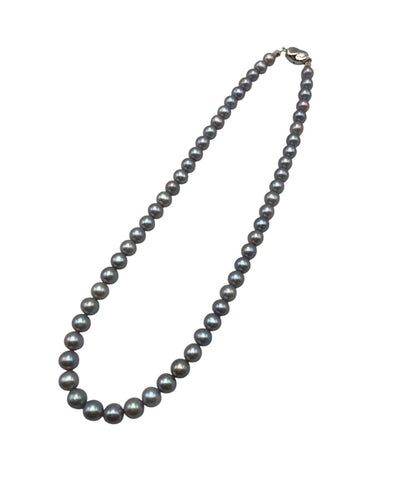 シルバー 4.5ー7.0mm グレーパール ネックレス 中古 D4