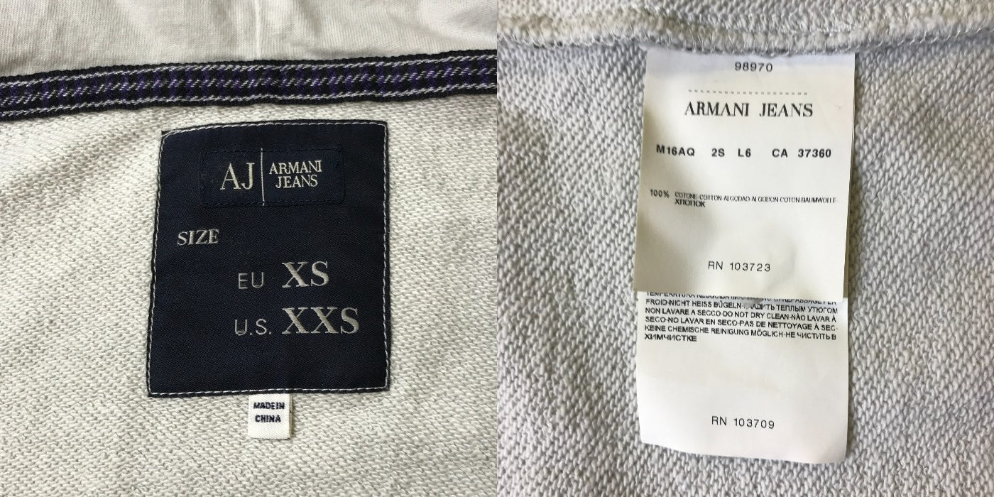 ARMANI JEANS パーカー メンズ チェック フルジップ ブラック/ホワイト XS アルマーニ ジーンズ 春 秋 トップス 中古 W1