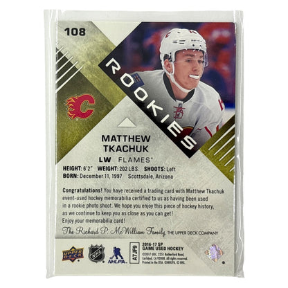UPPER DECK NHLカード SP GAME USED MATTHEW TKACHUK FLAMES /399 #108 中古 IT1
