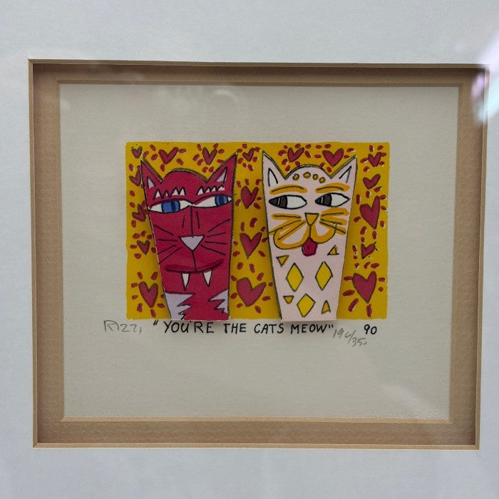 James Rizzi ジェームスリジィ 3Dシルクスクリーン 「YOU'RE THE CATS MEIW」 196/350 アート インテリア おしゃれ 猫 キャット かわいい 中古 W４