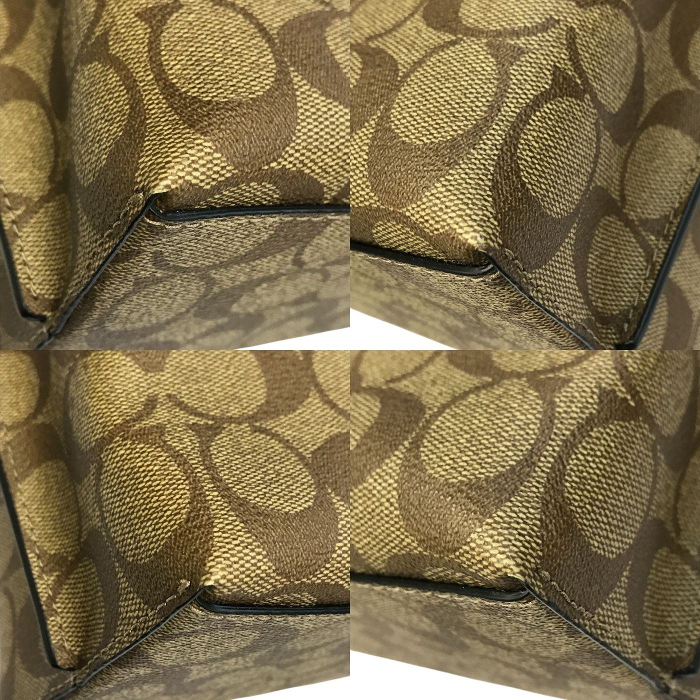 COACH コーチ ハンドバッグ レディース PVCシグネチャー 2way トート ショルダー 斜め掛け ブラウン C4250 中古 T1