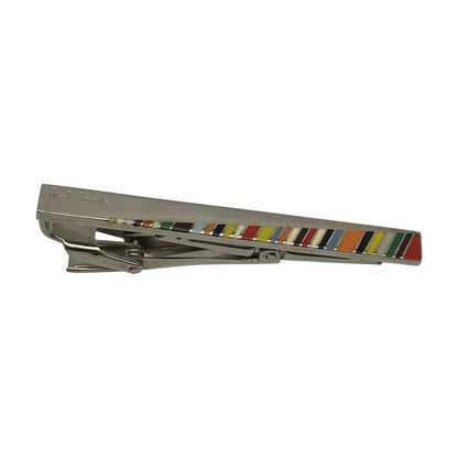 Paul Smith ポールスミス ネクタイピン メンズ マルチカラー ストライプ シルバー クリップ ビジネス 中古 T1