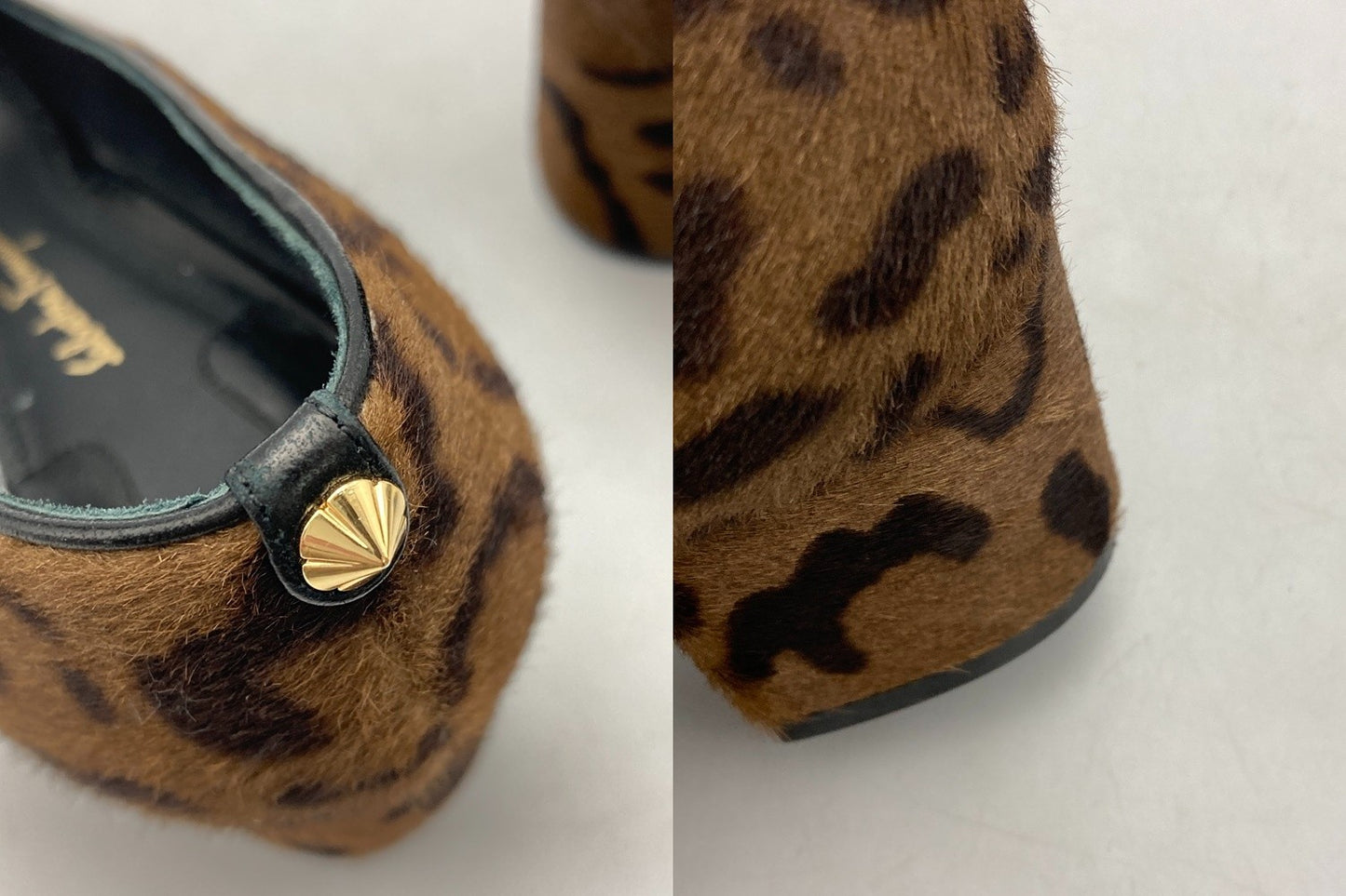 Salvatore Ferragamo サルヴァトーレフェラガモ ハラコ レオパード パンプス サイズ4 レディース 中古 D4