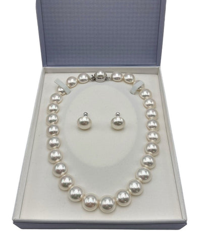 みがき貝パール マベ調貝パール ネックレス イヤリング  2点セット 中古 D4