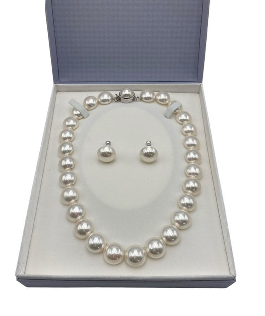 みがき貝パール マベ調貝パール ネックレス イヤリング  2点セット 中古 D4