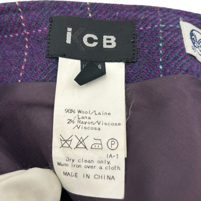 iCB アイシービー Alexanders ウール チェック スカート JPN11 タイト レディース パープル 秋 冬 中古 W４