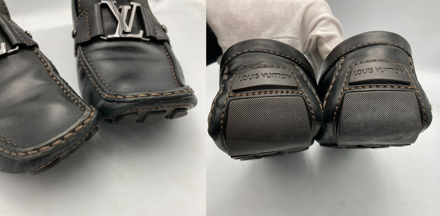 LOUIS VUITTON ルイヴィトン モンテカルロ ドライビングシューズ  メンズ ブラック サイズ8 1/2 中古 D4