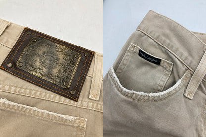 DOLCE&GABBANA ドルチェアンドガッバーナ コットン ストレートパンツ サイズ36 レディース 中古 D4