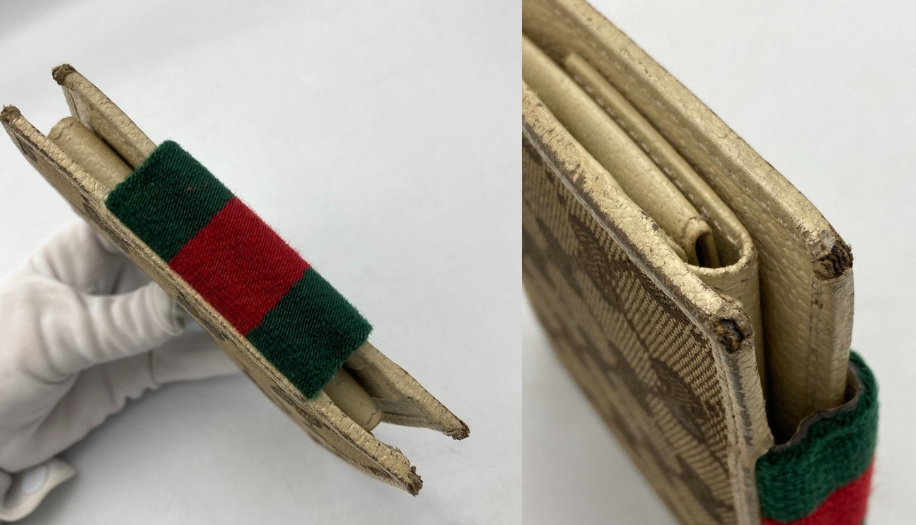 GUCCI グッチ GGキャンバス シェリーライン 二つ折り財布 181669 中古 D4
