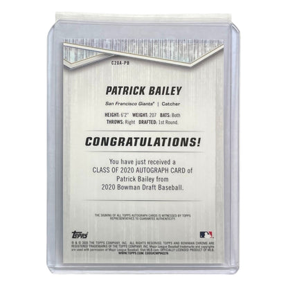 TOPPS MLBカード BOWMAN CHROME PATRICK BAILEY SAN FRANCISCO GIANTS /250 #C20A-PB 中古 IT2