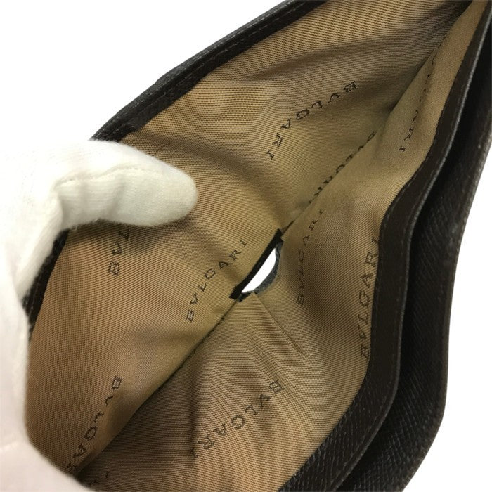 BVLGARI ブルガリ Hipster Large 2 Folds 財布 メンズ 二つ折り レザー 薄型 札入れ シンプル ブラウン 中古 T1