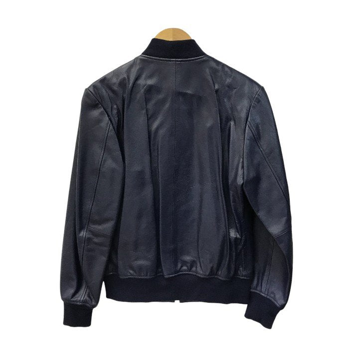 PauI Smith ポールスミス ジャケット メンズ レザー 山羊 ジップアップ ブルゾン ネイビー Sサイズ PP-MN-41502 中古 T1