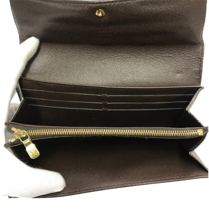 LOUIS VUITTON ルイヴィトン ダミエ エベヌ ポルトフォイユサラ 長財布 2つ折り 旧型 小銭入れあり ブラウン N61734 中古 T1