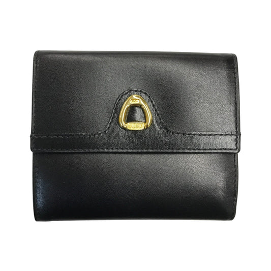 CELINE セリーヌ 財布 レディース 三つ折り レザー ゴールド金具 コンパクト ブラック 中古 T1