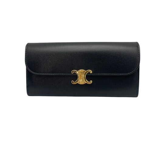 CELINE セリーヌ ラージウォレット トリオンフ / シャイニーカーフスキン 長財布 中古 D4